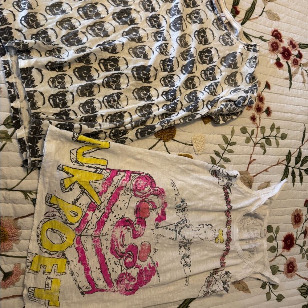 Magnolia. Pearl White Graphic Dress with Pink & Yellow Rose and tees - Picture 4 of 4